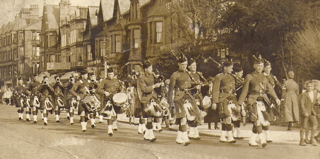 City of Bradford Pipe Band in the 1920s with bugles